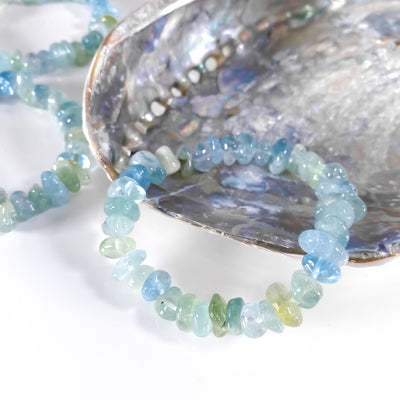 Green/Blue Aquamarine Round Chip Bracelet for Serenity