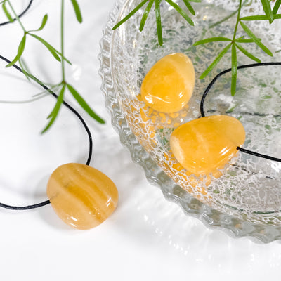 Hand-polished Yellow Calcite Pendant for Better Mood