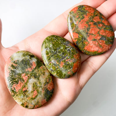 Unakite palm stone