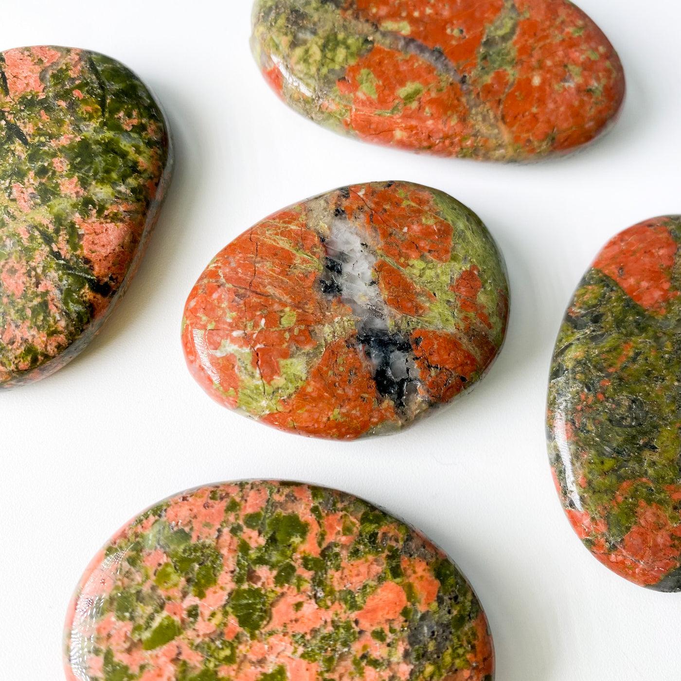 Unakite palm stone