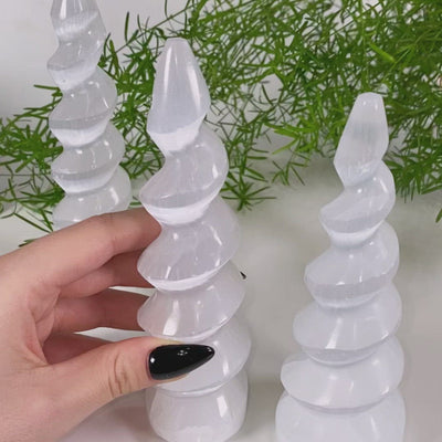 Spiral Selenite Tower for Strong Intuition