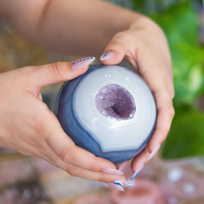 Blue shop agate sphere
