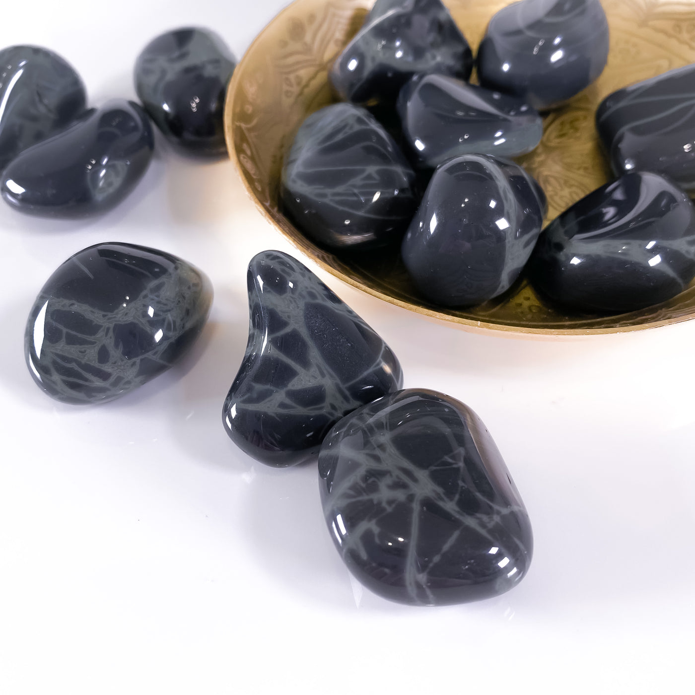 Pocket Size Tumbled Spider Web Obsidian for Ambition