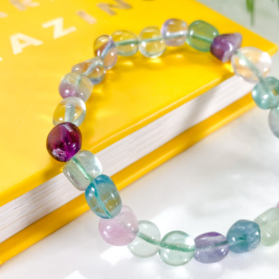 📚 Rainbow Fluorite Bracelet for Studying