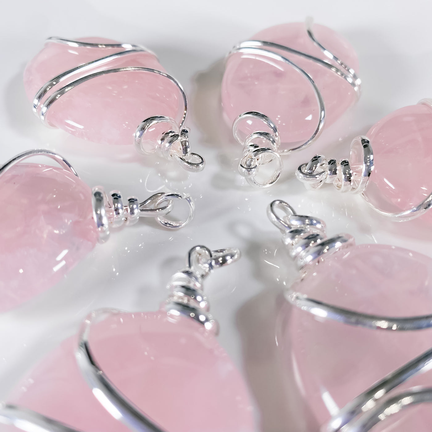Wire-wrapped Rose Quartz Pendant for Kindness