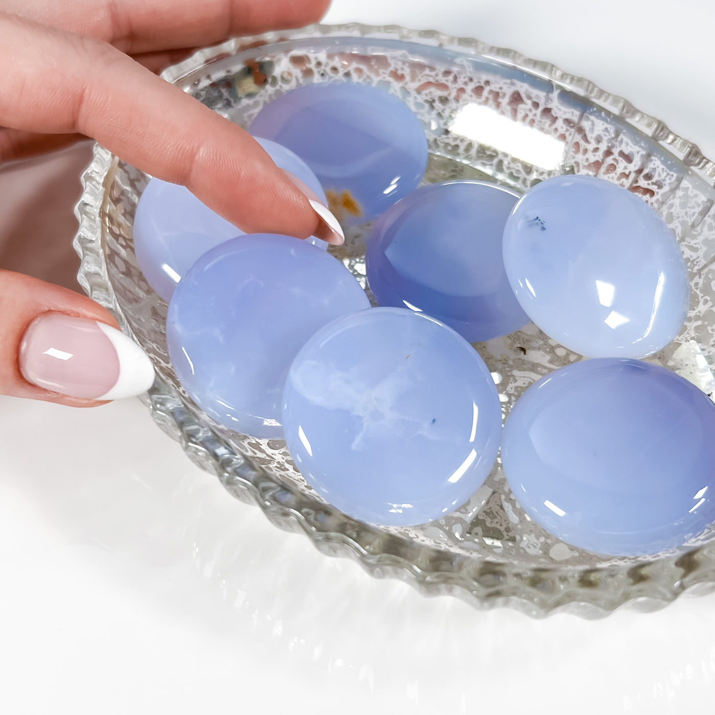 Premium Quality Blue Chalcedony Palm Stones for Stability