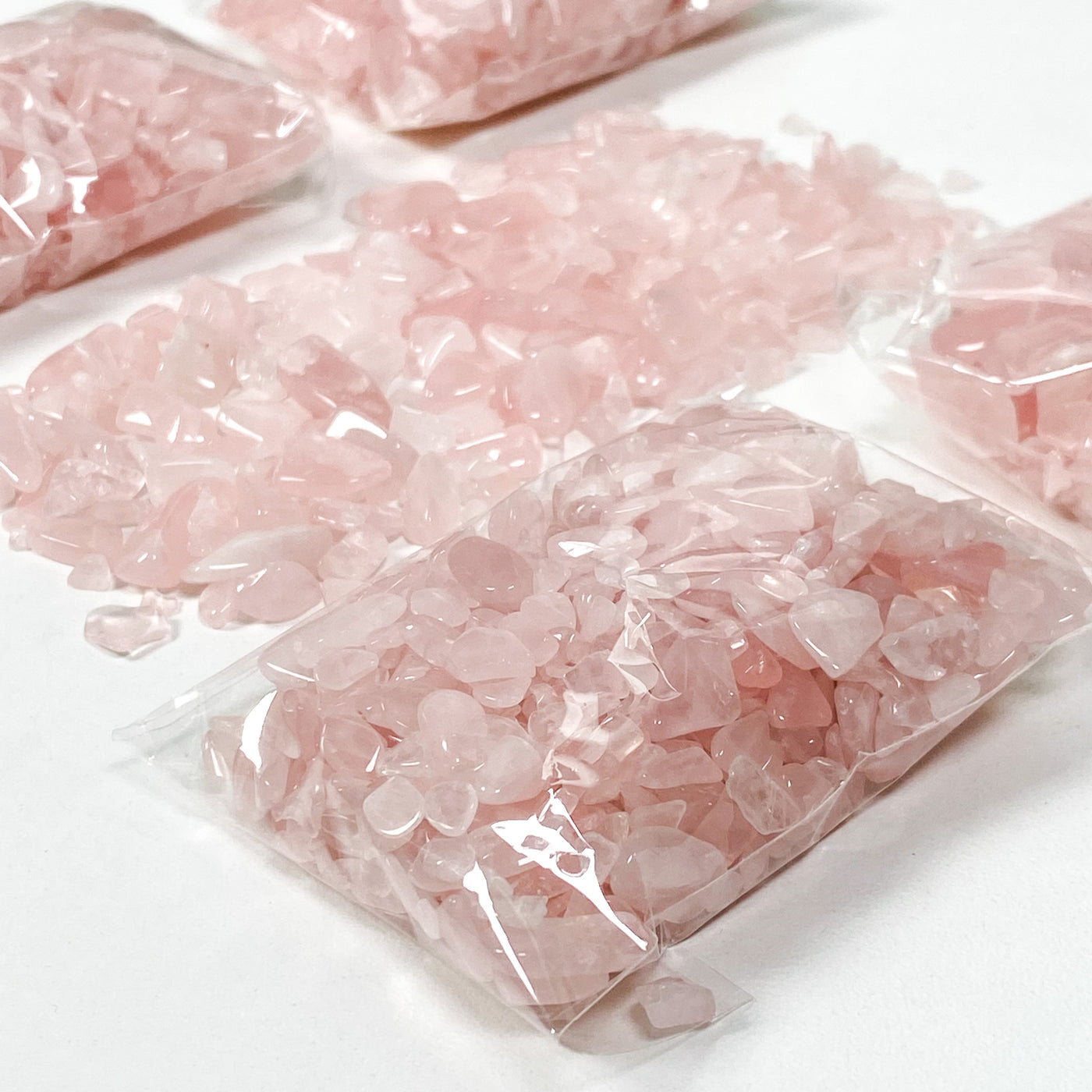 Rose Quartz chips in pouch