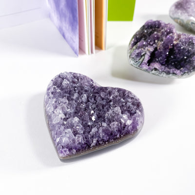 Hand-polished Raw Amethyst Heart (B)
