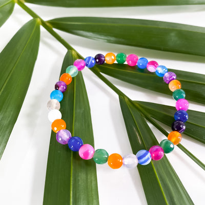 Faceted Coloured Agate Bracelet for Stability