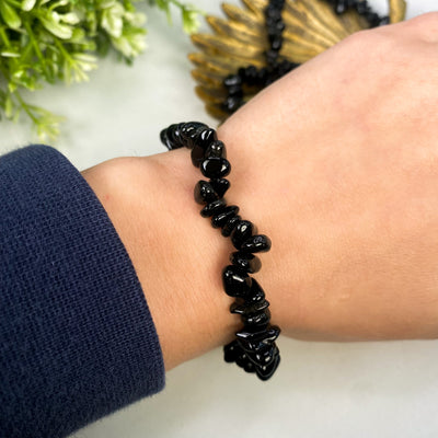 Obsidian chipped bracelet
