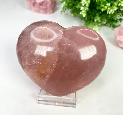 Rose Quartz heart with Hematite inclusions