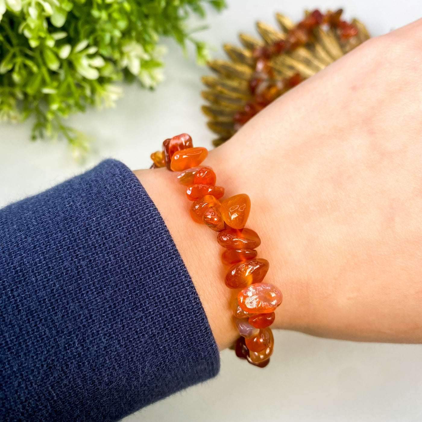 Carnelian chip bracelet