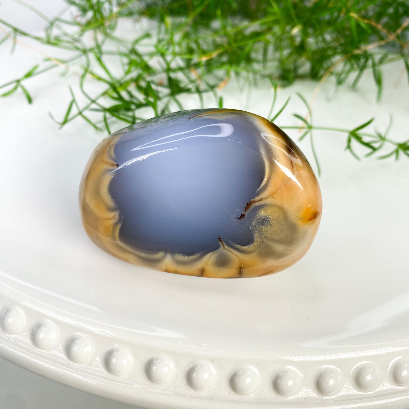 Blue Chalcedony with Hematite inclusions