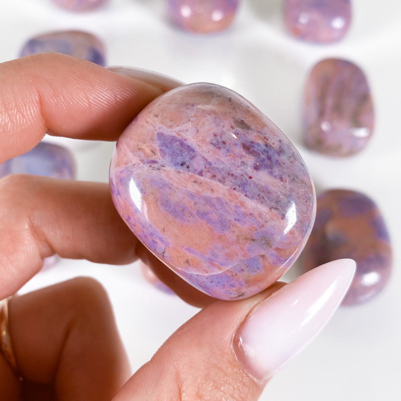 Rare Tumbled Pink + Purple Jade for Relationships