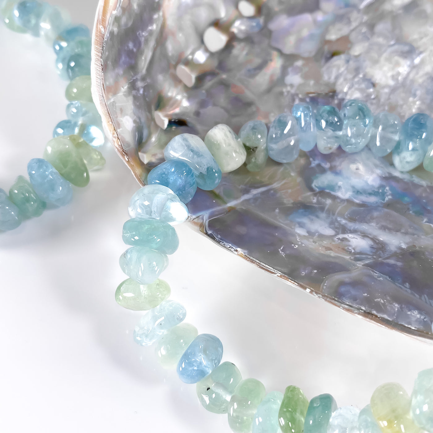 Green/Blue Aquamarine Round Chip Bracelet for Serenity