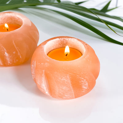 Orange Selenite Candle Holder for Intuition