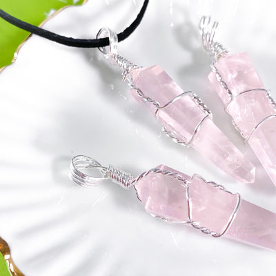 Hand-wrapped Rose Quartz Point for Passion