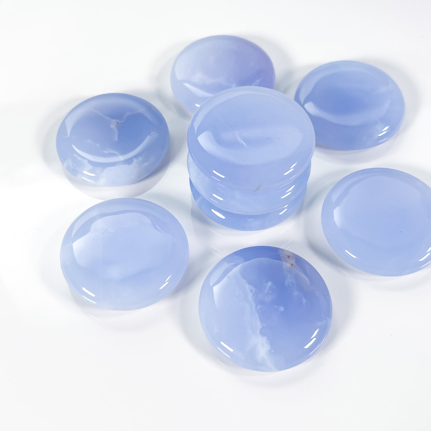 Premium Quality Blue Chalcedony Palm Stones for Stability