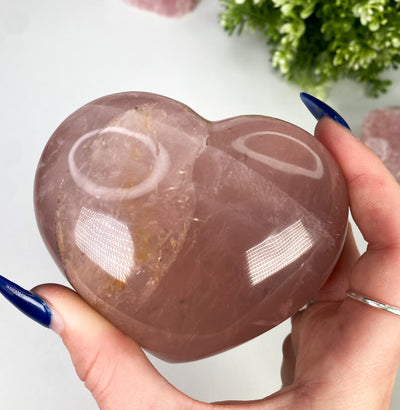 Rose Quartz heart with Hematite inclusions