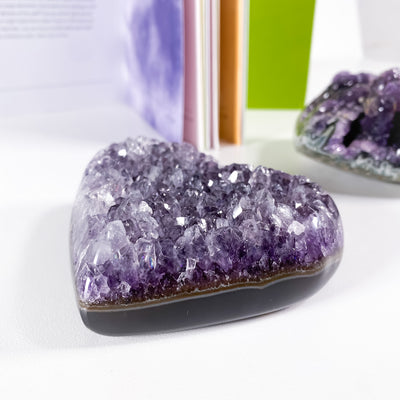Hand-polished Raw Amethyst Heart (B)