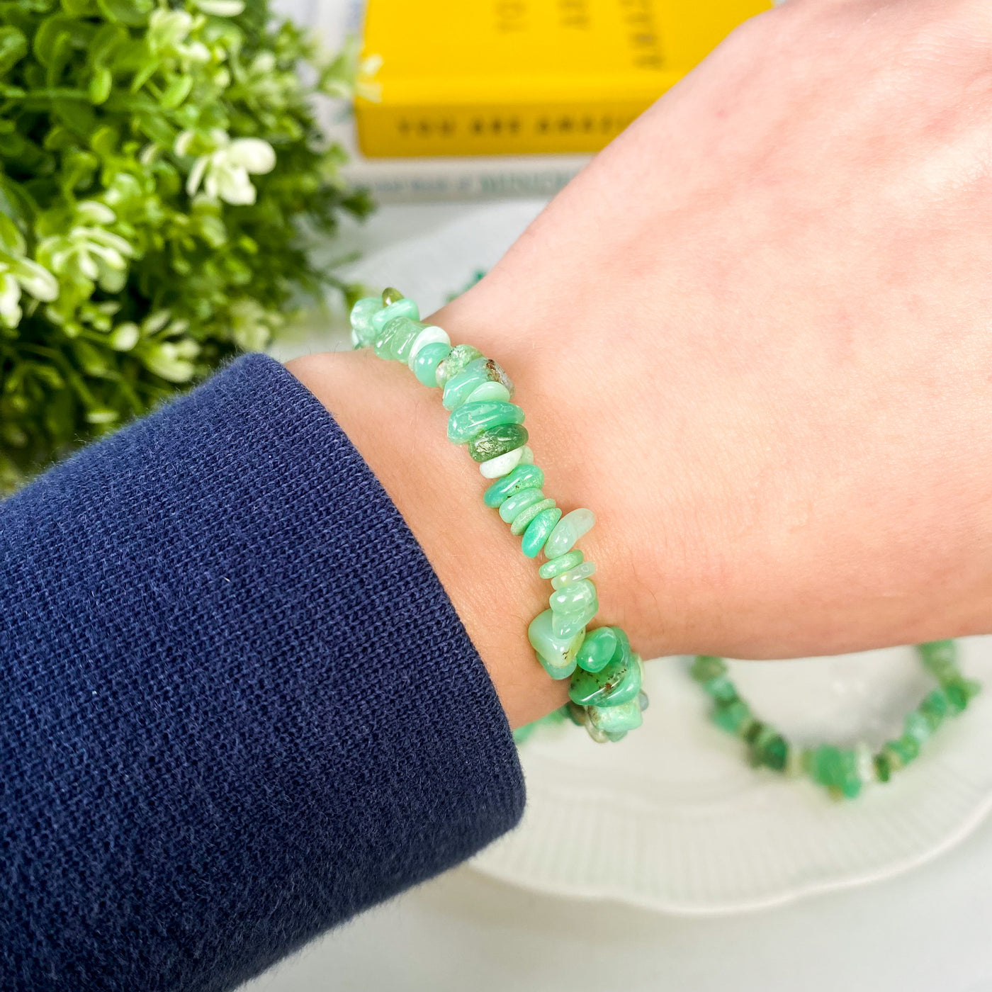 Chrysoprase chip bracelet