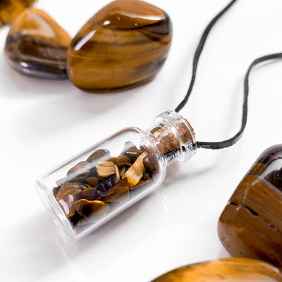 Tiger's Eye in a Bottle Pendant