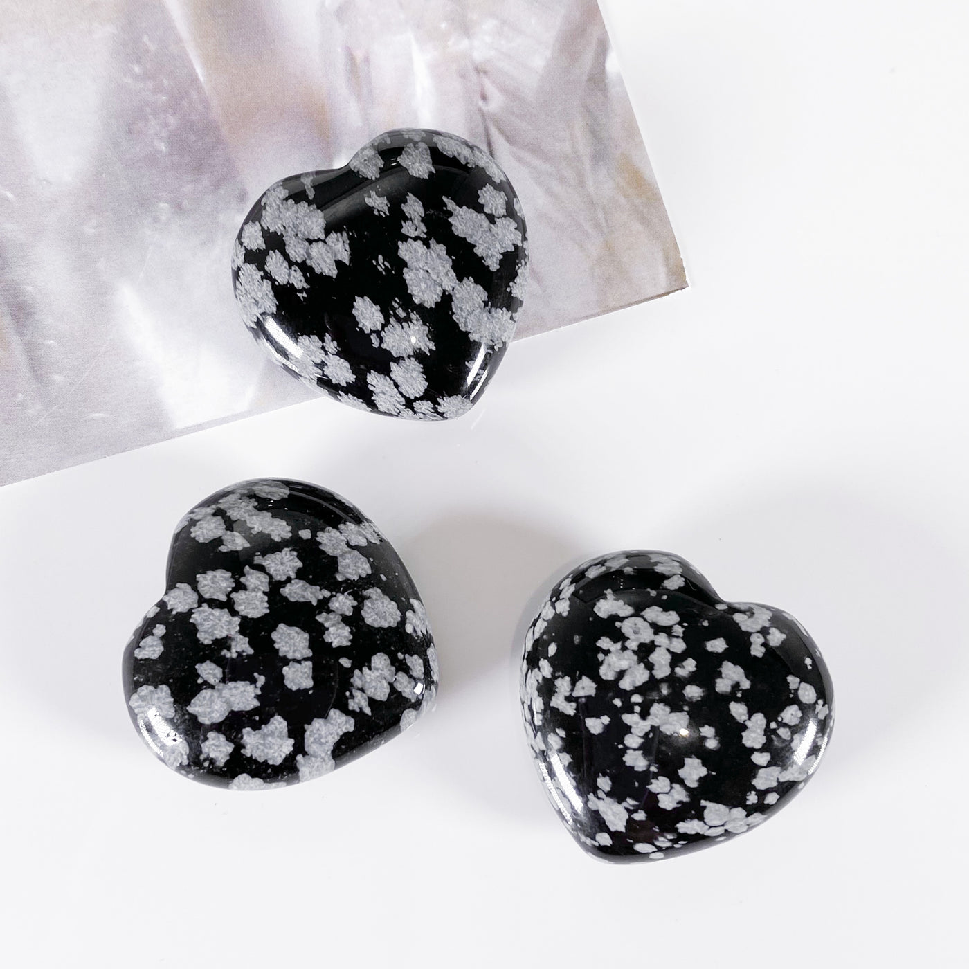 Tumbled Snowflake Obsidian Heart for Purification