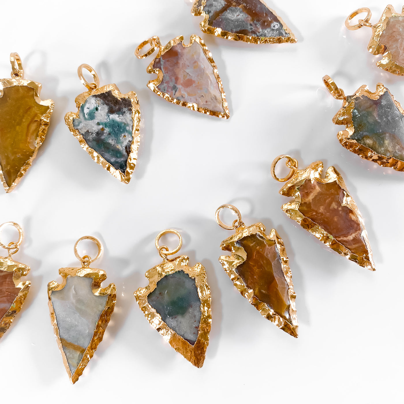 Gold Metal Coated Jasper Arrow Pendants for Peace