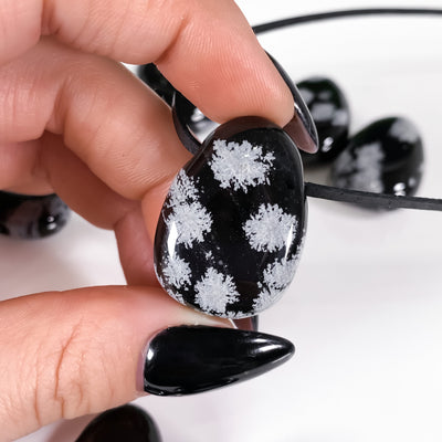 Hand-polished Snowflake Obsidian Pendant