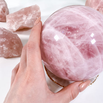 Love-emitting Rose Quartz Statement Sphere