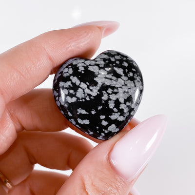 Tumbled Snowflake Obsidian Heart for Purification