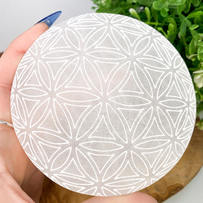 Sacred Geometry Selenite charging plate