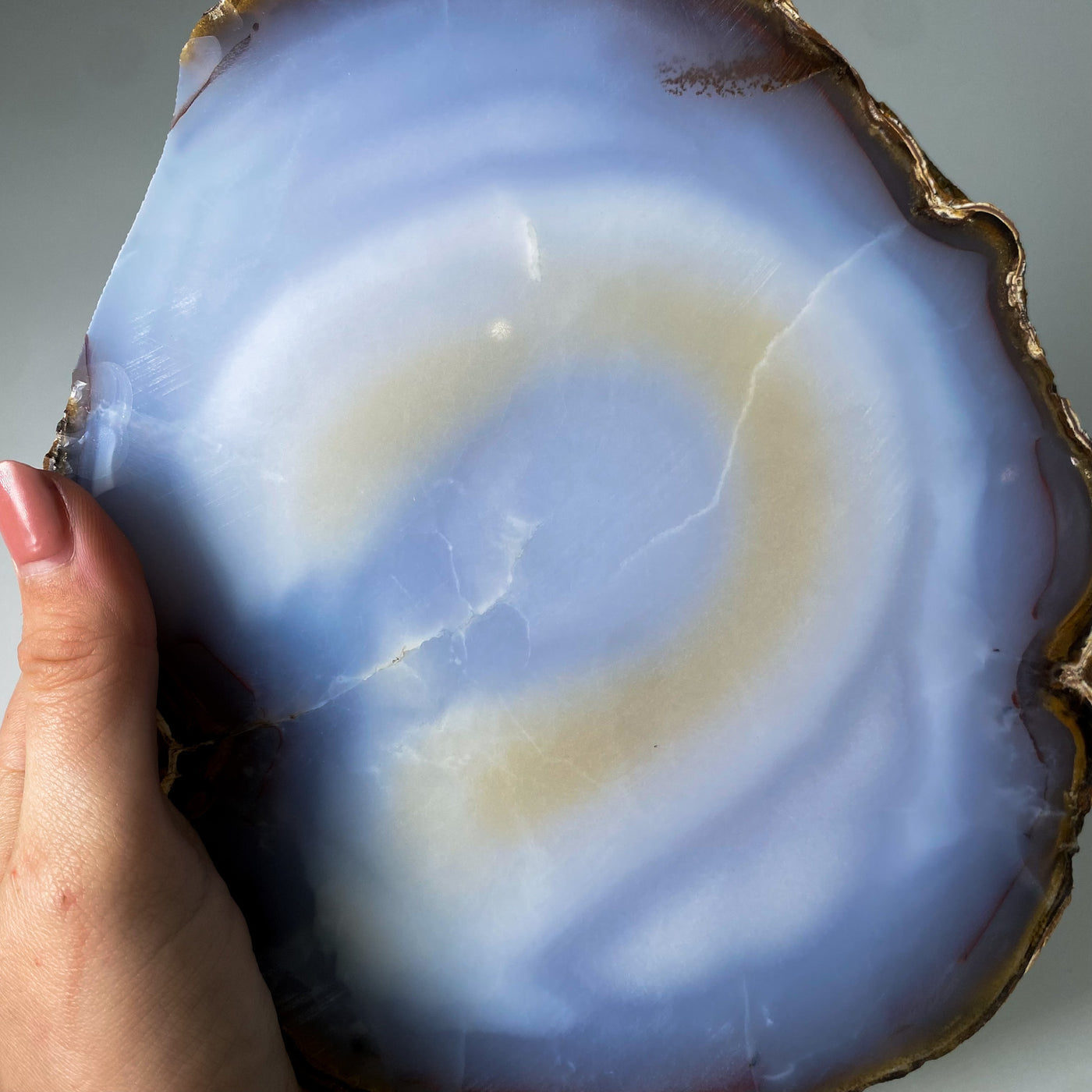 Blue Chalcedony with Hematite inclusion