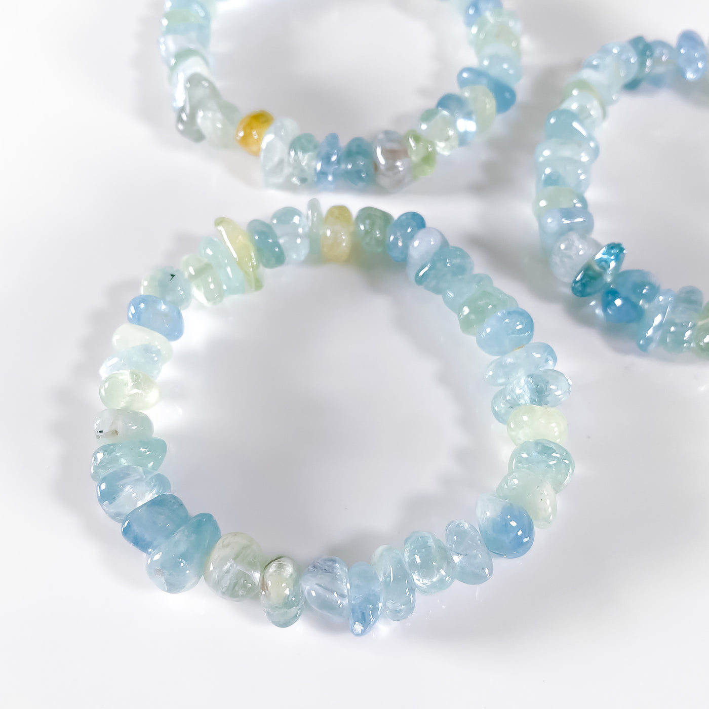 High quality Green/Blue Aquamarine Round Chip Bracelet for Serenity