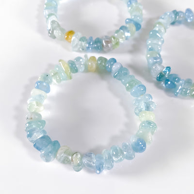 Green/Blue Aquamarine Round Chip Bracelet for Serenity